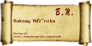 Baksay Mónika névjegykártya